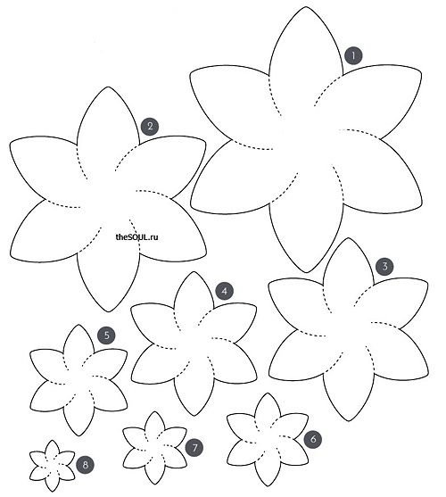 Шаблоны цветов для аппликации