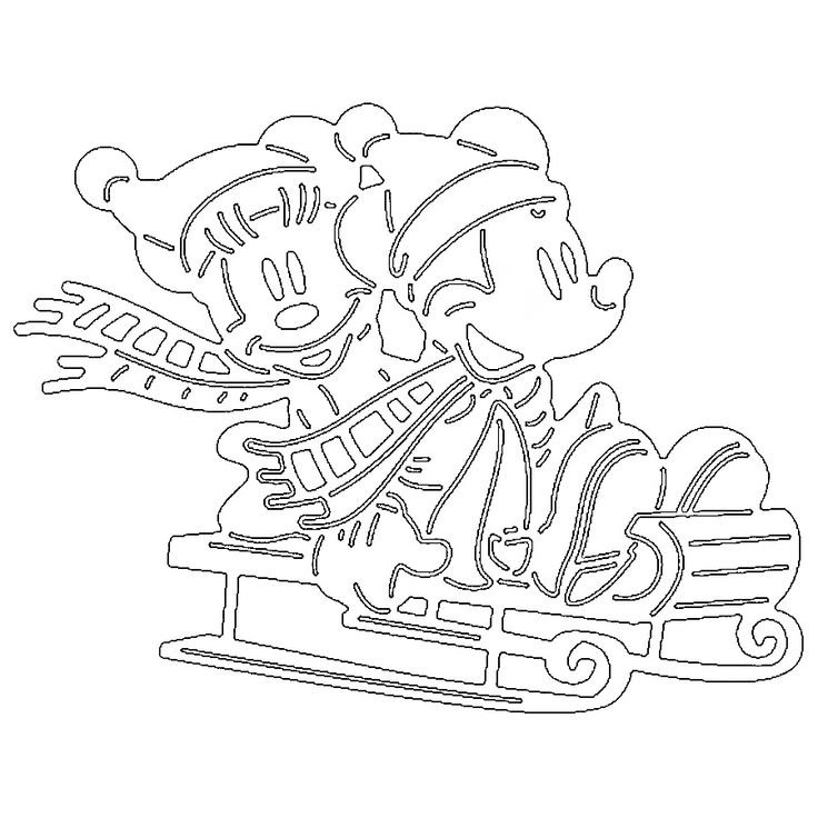 Вытынанка Снеговик на санях