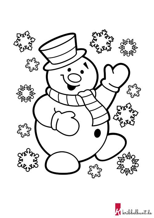 Snowman drawing Black White