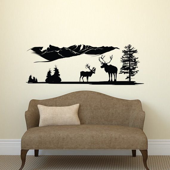 Горы рисунок на стене