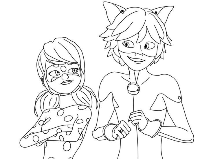 Раскраска для девочек леди баг и СУПЕРКОТ