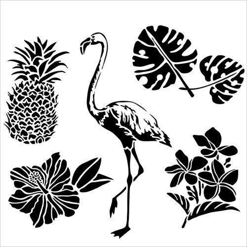 Тропические растения трафарет