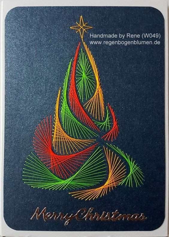 Елка в технике стринг-арт