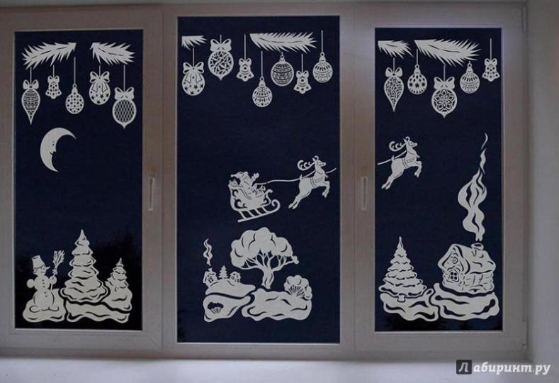 Композиции из трафаретов на окна