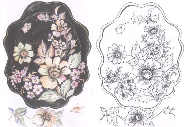 Расписной Жостовский поднос эскиз