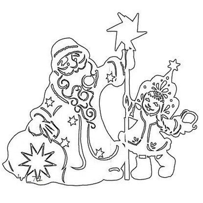 Вытынанка Новогодняя дед Мороз