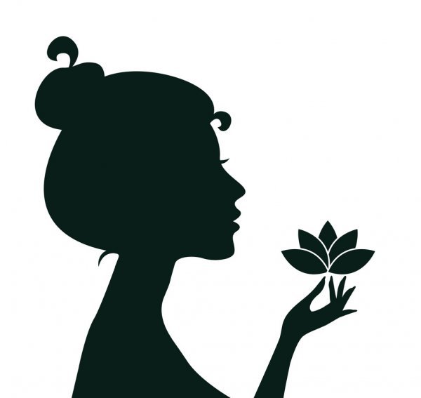 Очертания женщины с букетом