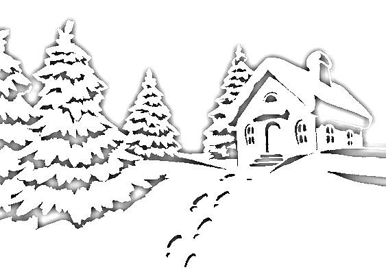 Вытынанки зимние домики