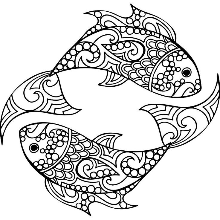 Мандала рыбки раскраска