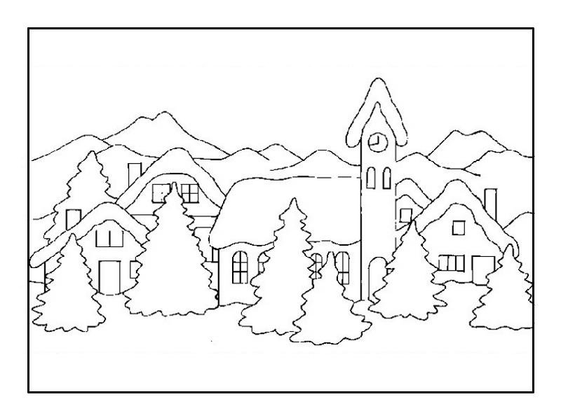 Зимний пейзаж раскраска