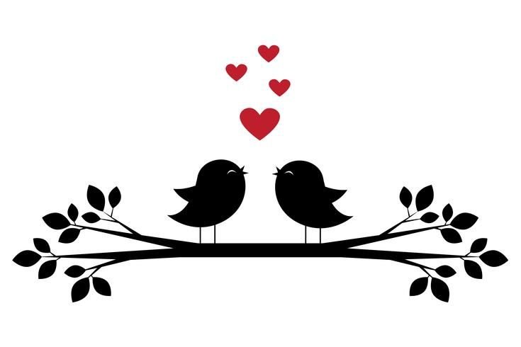 Силуэт птицы на ветке