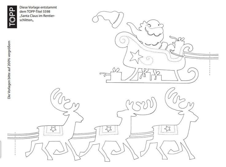 Новогодние украшения на окна сани с оленями