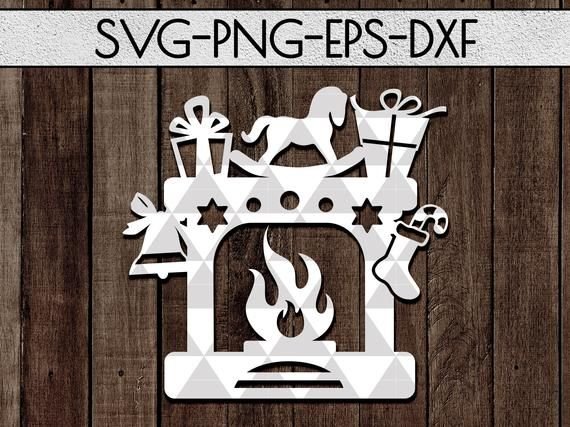 Вытынанка камин новогодний