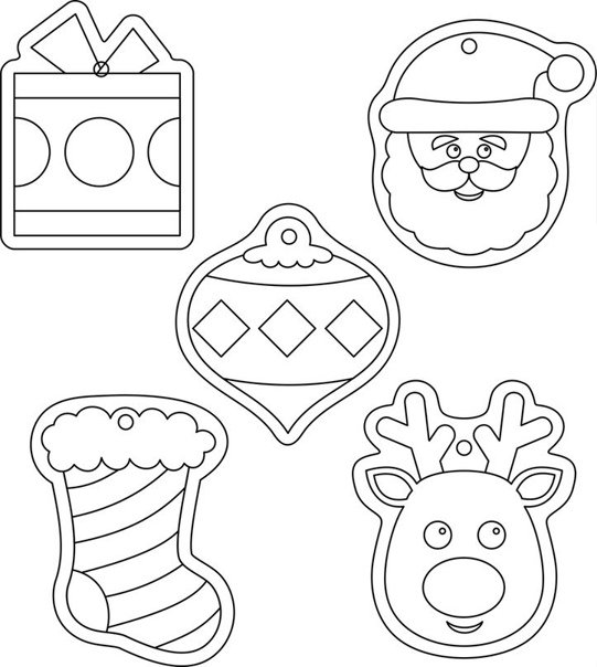 Трафареты елочные игрушечки для пряников