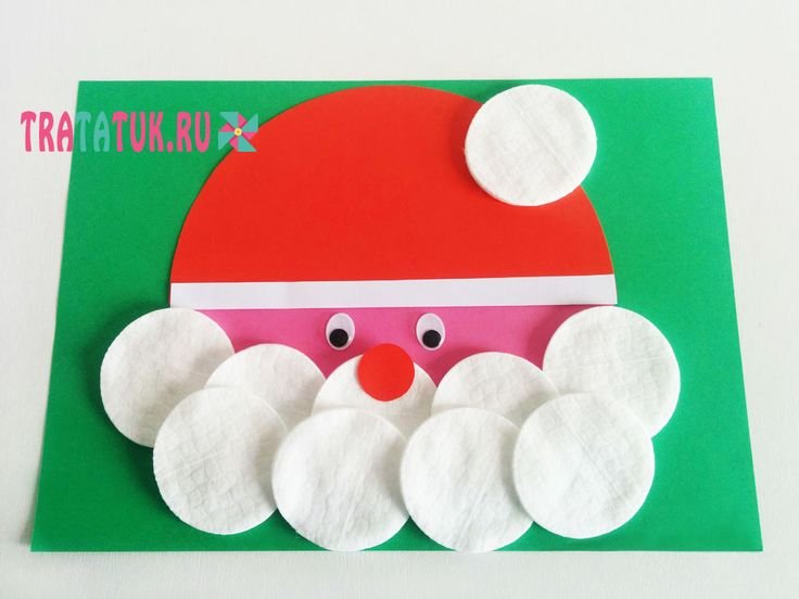 Дед Мороз из ватных дисков аппликация