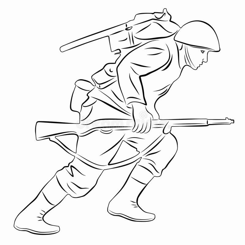 Солдат с ружьем трафарет