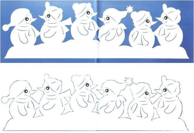 Снеговик трафарет для вырезания