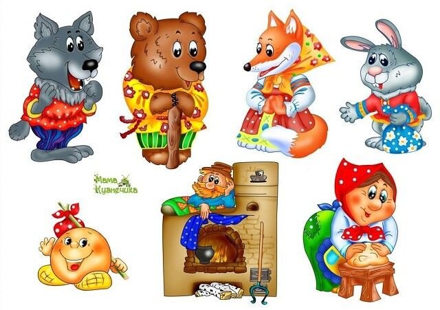 Герои сказки Колобок для фланелеграфа