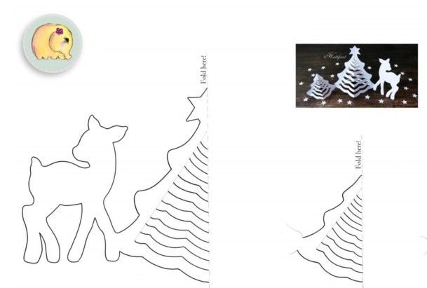 Елка из бумаги объемная трафарет