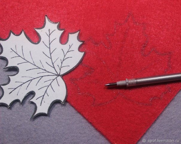 Трафарет лист клена для броши