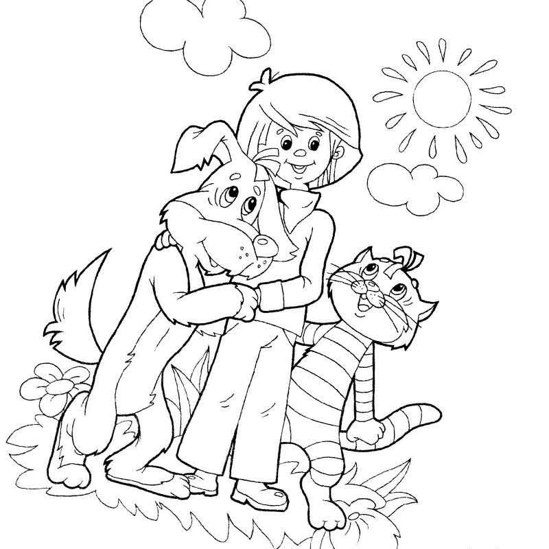 Раскраска Простоквашино дядя Федор