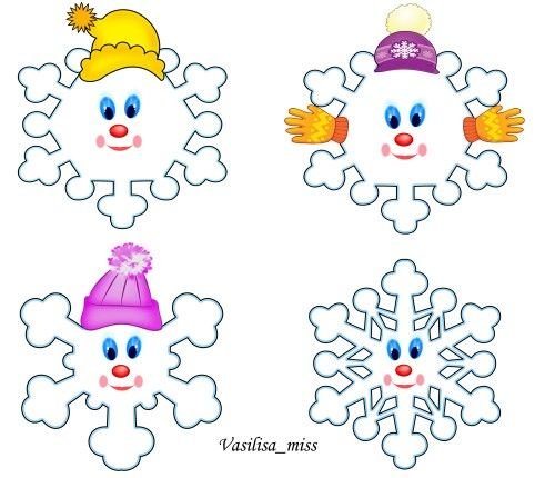 Новогодние снежинки с мордочками