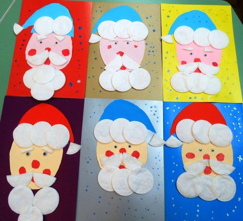 Дед Мороз из бумаги и ватных дисков