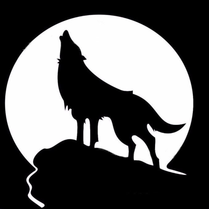 Трафарет волка воющего на луну
