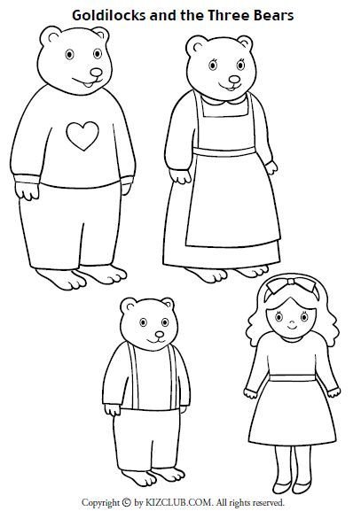 Три медведя раскраска для детей 3-4 лет