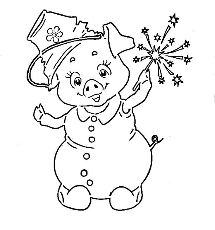 Рождественский поросенок раскраска