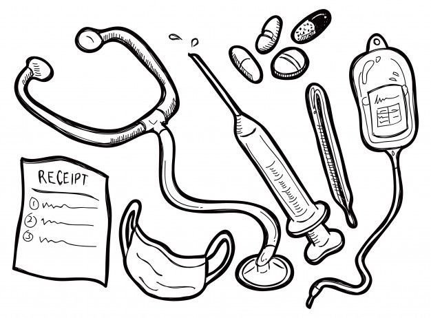 Раскраска медицинские инструменты для детей