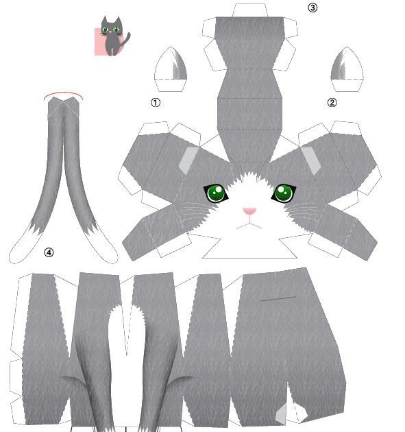 Развертки животных для склеивания