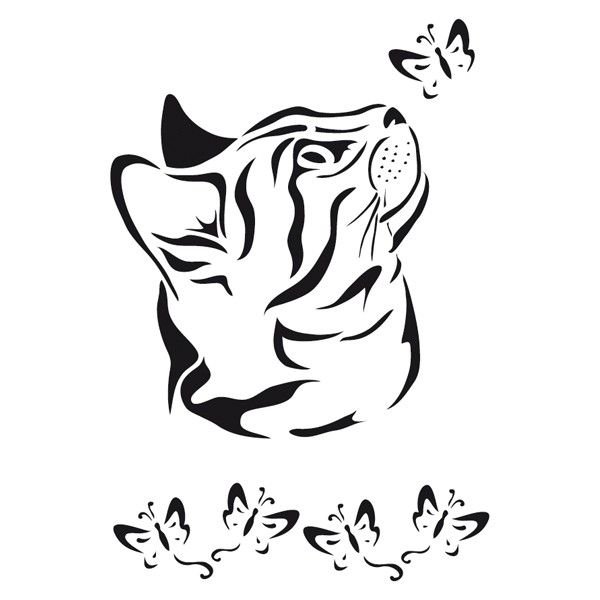 Трафарет для выжигания кошки