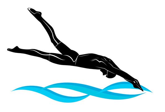 Пловец Баттерфляй силуэт вектор