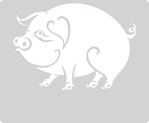 Трафарет на окно свинья