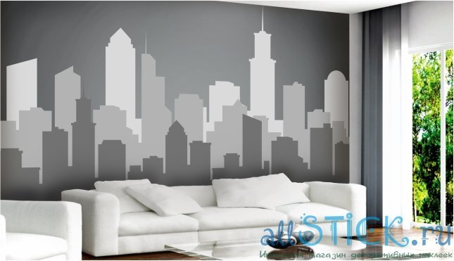 Силуэт города на стене