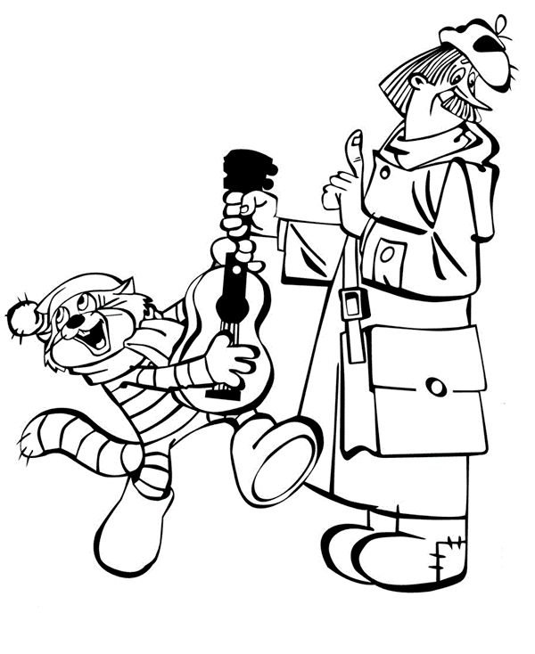 Раскраска кот Матроскин из Простоквашино