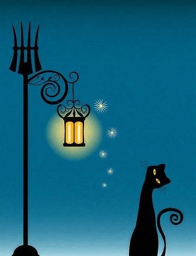 Силуэт кошки на крыше