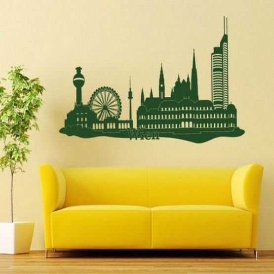 Город большой трафарет на стену