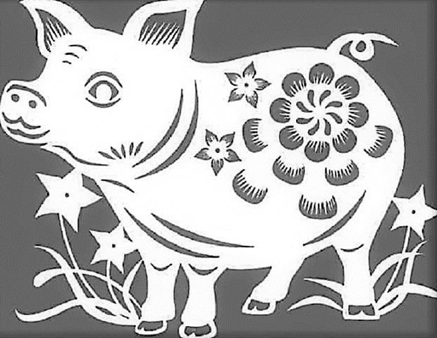 Трафарет на окно свинья