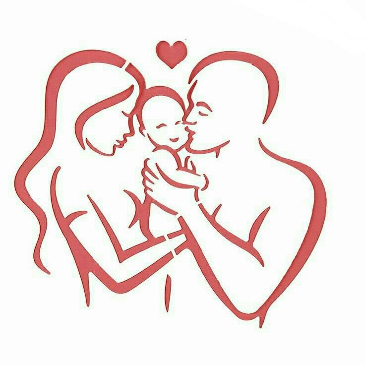 Трафарет мама с ребенком