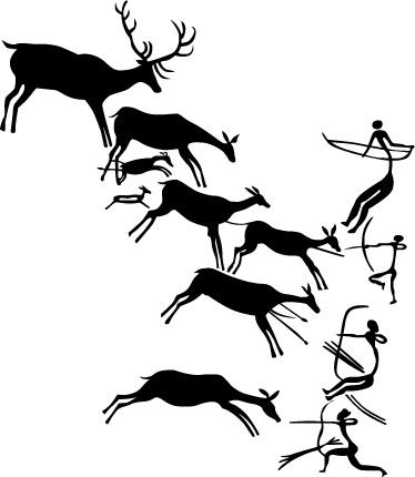 Наскальные петроглифы охота