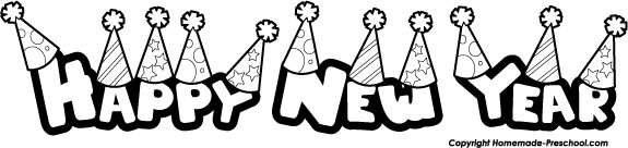 Happy New year черно белая надпись