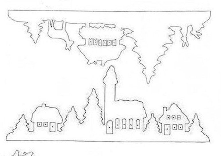 Трафарет на подоконник на новый год
