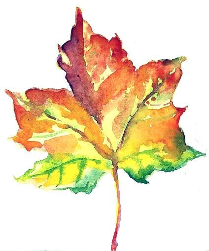 Акварельный осенний листок