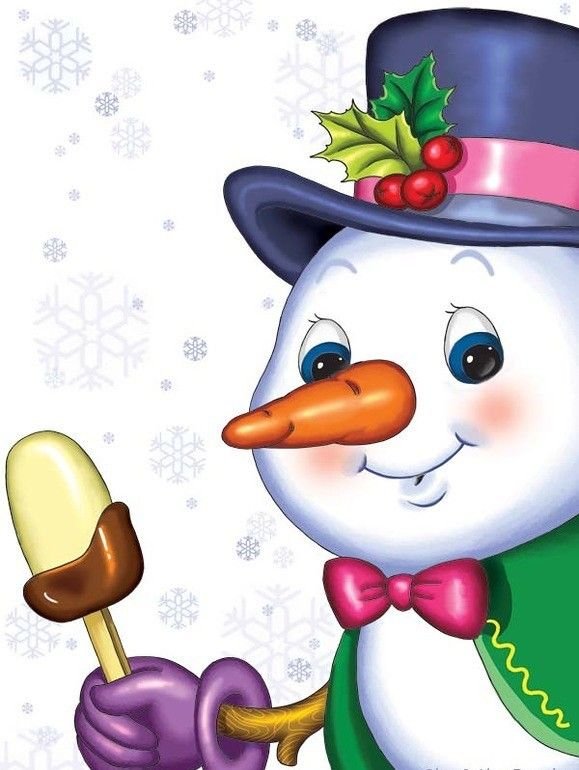 Снеговики на окна цветные