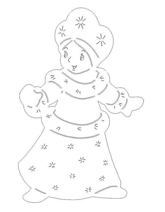 Трафарет Снегурочки на окно