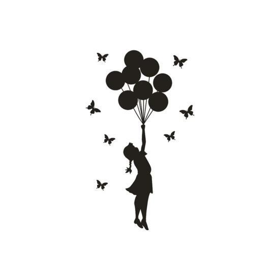 Силуэт девочки с шариками