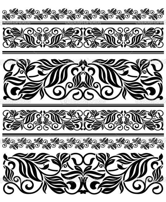 Цветочный орнамент в полосе