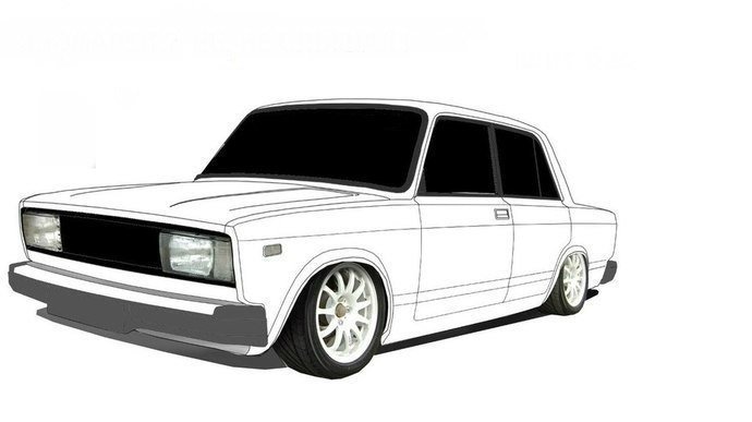 ВАЗ[ 2107 рисунок тюнингованный